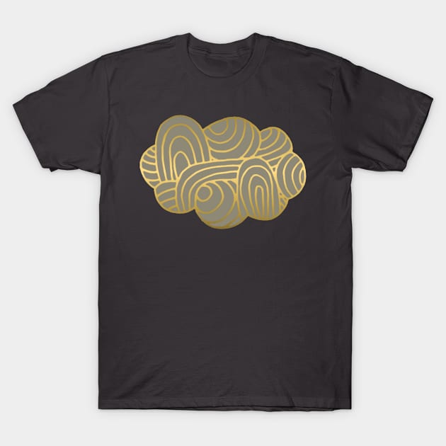 Cloud in Gold and Deep Silver –  Gold Cloud Line Drawing with Pewter Color Fill T-Shirt by VegShop